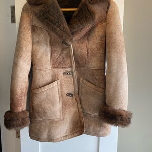 Vintage Fur Tan Coat with Toggle Buttons